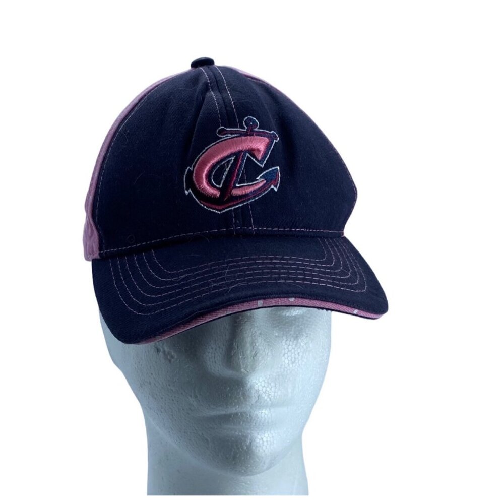 Minor League Baseball Columbus Ohio Clippers Youth Girl Hat Pink‎ Navy Polka Dot